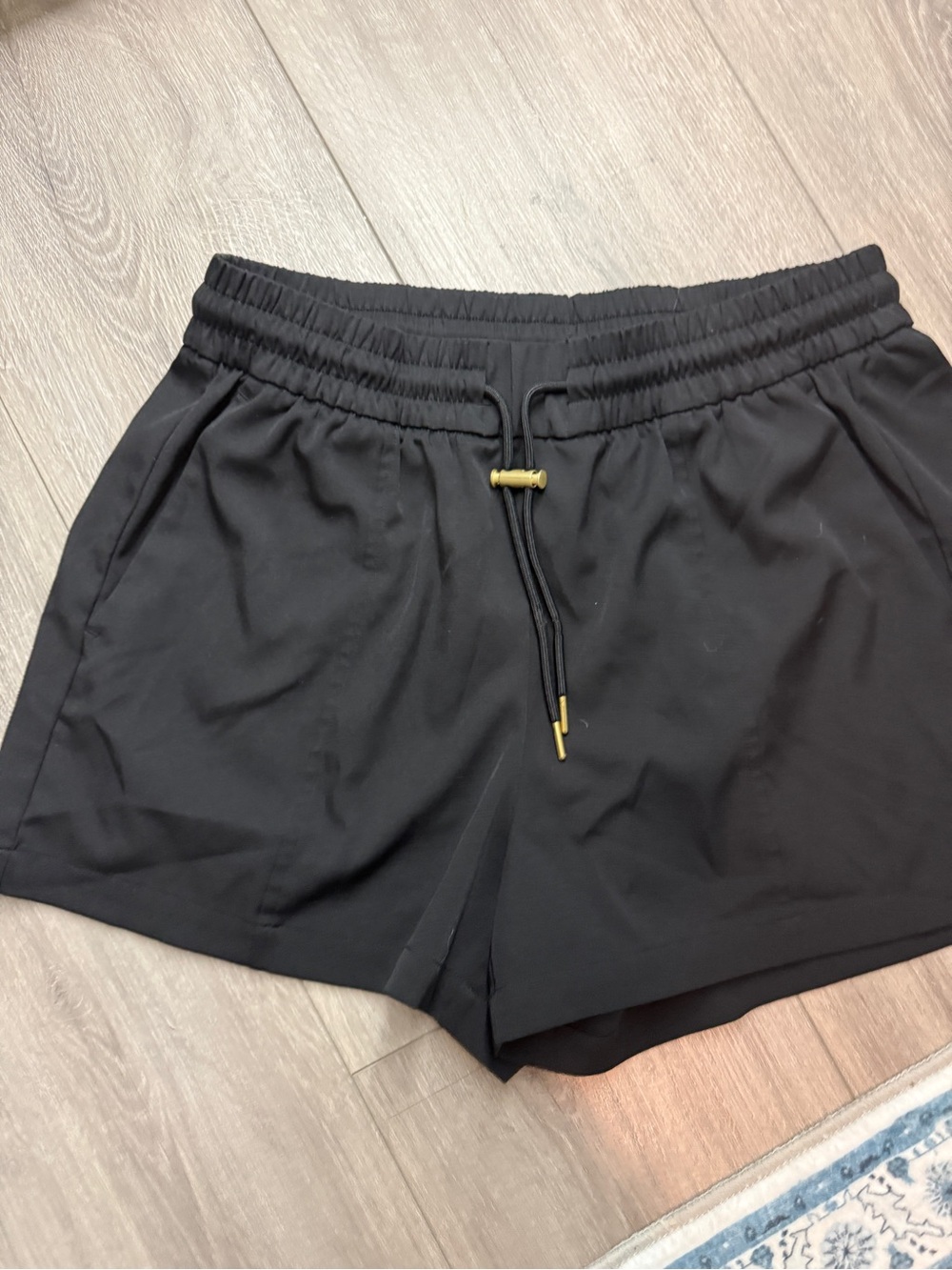 STYLUS Black Athletic Drawstring Shorts with Gold Accents